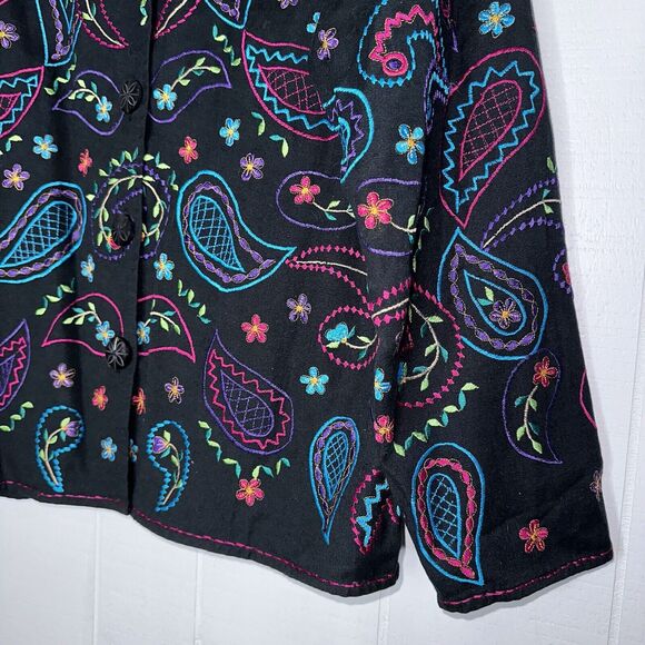 Units Women’s Paisley Floral Embroidered Jacket Black Size Small - Picture 4 of 5